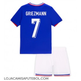 Camisa de Futebol França Antoine Griezmann #7 Equipamento Principal Infantil Europeu 2024 Manga Curta (+ Calças curtas)